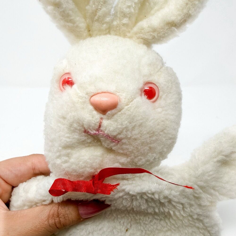 Vintage Concarinho Bunny Rabbit Hand Puppet Plush In Hat Creepy Cute